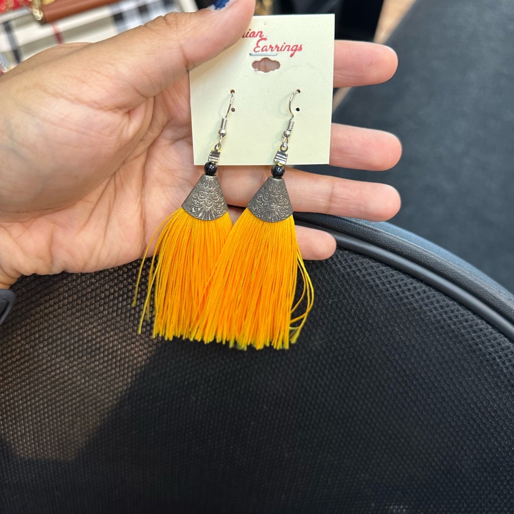 Elegant Yellow Tassel Earrings